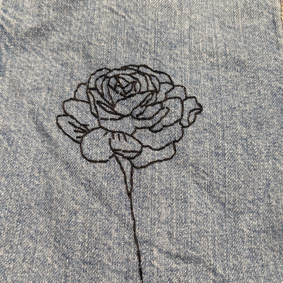 Denim Jacket with Rose Embroidery - Picture 2 of 4
